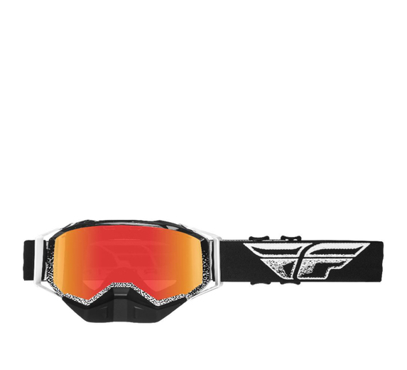 Очки для снегохода FLY RACING ZONE (2019) чёрные/белые, зеркальные-красные pitbikemarket.ru